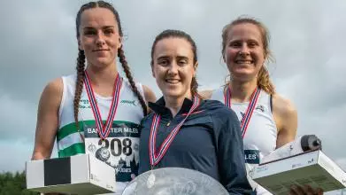 millicent fawcett mile podium including oxford athlete charlotte buckley right